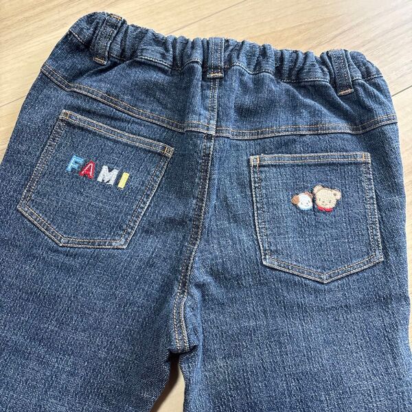 familiar ファミリア ストレート デニムパンツ 120 ジーンズ ファミちゃん 刺繍