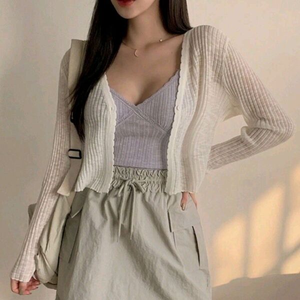 新品未使用 SHEIN シーイン 薄手カーディガン ホワイト