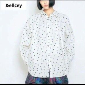 &ellcey アンドエルシー 猫ドットシャツ