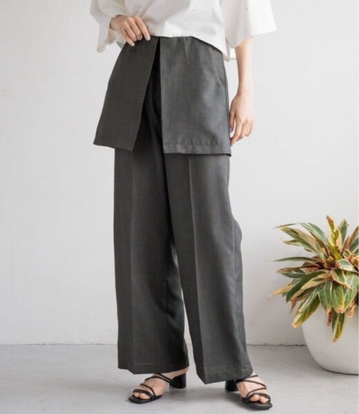 LOWRYSFARM ローリーズファーム レイヤードフウスカパン ワイドパンツ スカート パンツ グレー 新品未使用 タグ付き