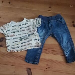 男の子 子供服 Tシャツ ジーンズ 2点セット 車柄