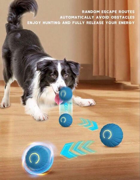 【犬用おもちゃ】電動転がるボール/自動回転/ストレス発散に♪ブルー 電動ボール 猫おもちゃ 留守番 USB充電式