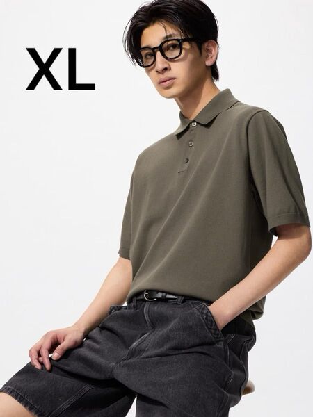 新品 UNIQLO ウォッシャブルニットポロセーター半袖 XL オリーブ Olive