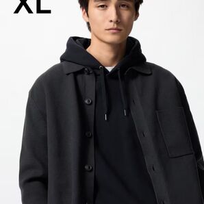 新品 UNIQLO ミラノリブシャツカーディガン XL 黒 BLACK