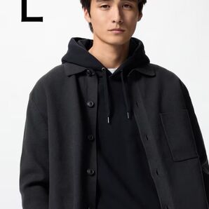 新品 UNIQLO ミラノリブシャツカーディガン L 黒 BLACK