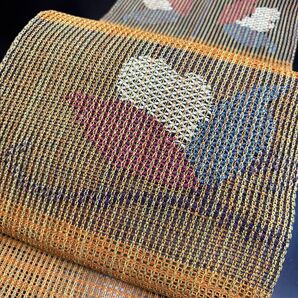 6-3 夏帯 夏物 絽 名古屋帯 八寸 美品 正絹 着物 松葉仕立て