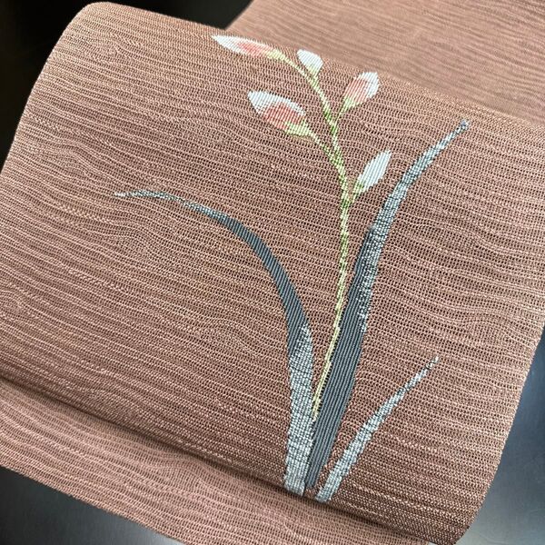 6-6 夏帯 夏物 開き名古屋帯 美品 正絹 着物 絽