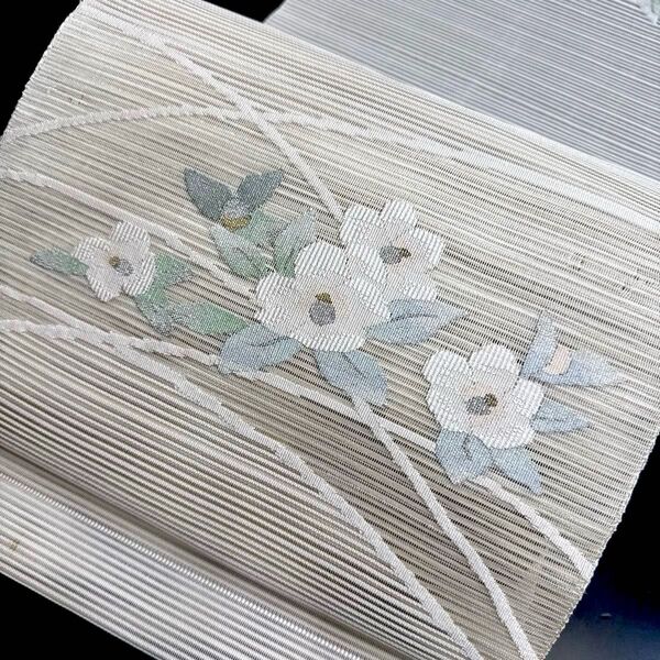6-28 夏帯 夏物 名古屋帯 八寸 美品 正絹 着物 松葉仕立て 絽 絽綴れ