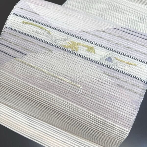 6-53 夏帯 夏物 絽綴れ 開き名古屋帯 美品 正絹 着物