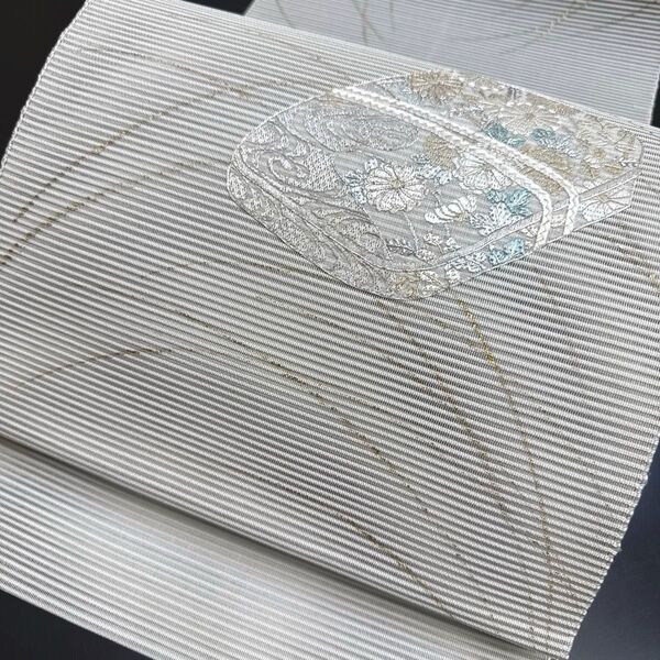 6-104 夏帯 夏物 名古屋帯 八寸 美品 正絹 着物 松葉仕立て 絽