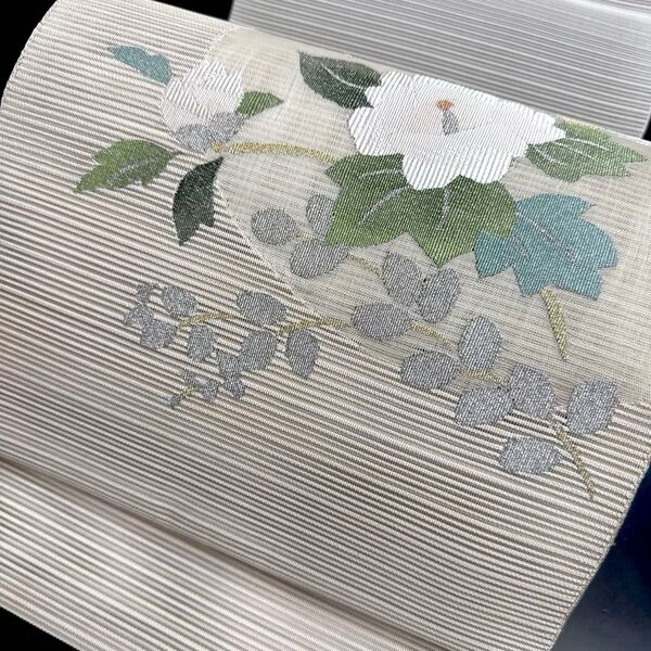 6-105 夏帯 夏物 名古屋帯 八寸 美品 正絹 着物 松葉仕立て 絽綴れ