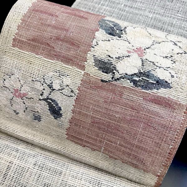 6-112 夏帯 夏物 名古屋帯 八寸 美品 正絹 着物 松葉仕立て 絽