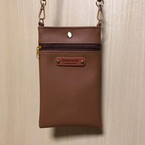 ★ハンドメイド★スマホショルダーポーチ スマホポーチ 合皮 ブラウン