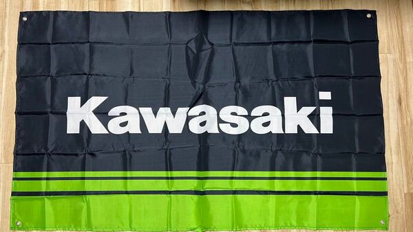 カワサキ 特大フラッグ バナー 約150×90cm タペストリー ガレージ装飾