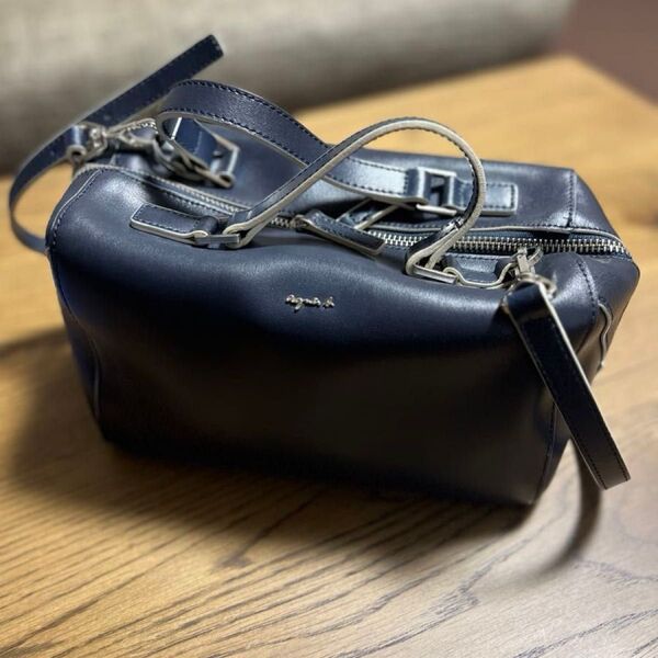 ◆ agnes b. アニエスベー◆ミニボストンバッグ、ショルダーバック レザー 本革 2way