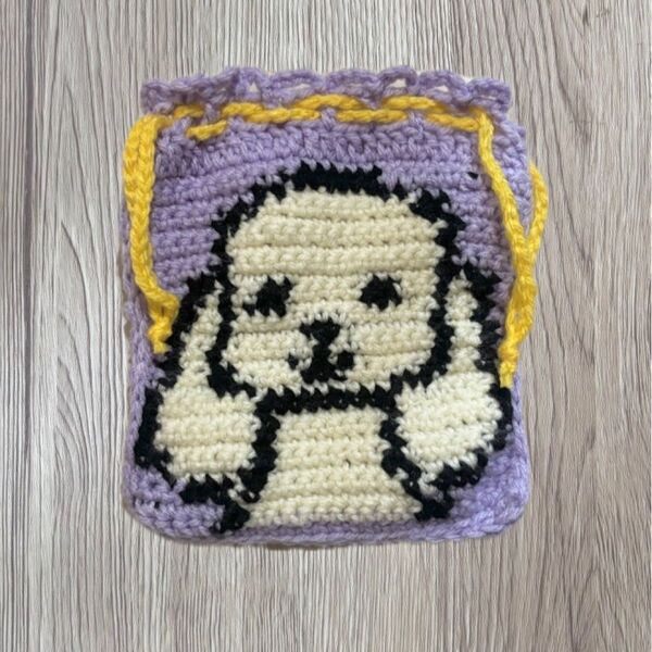 【ハンドメイド】犬モチーフ(トイプードル)のかぎ針編み巾着ポーチ ポーチ
