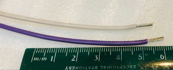 ⑥ ベルデン 高音質線材 9916 AWG16 錫メッキ高純度銅撚線 ギターの内部配線やスピーカーケーブルに 白と紫各1m計2m