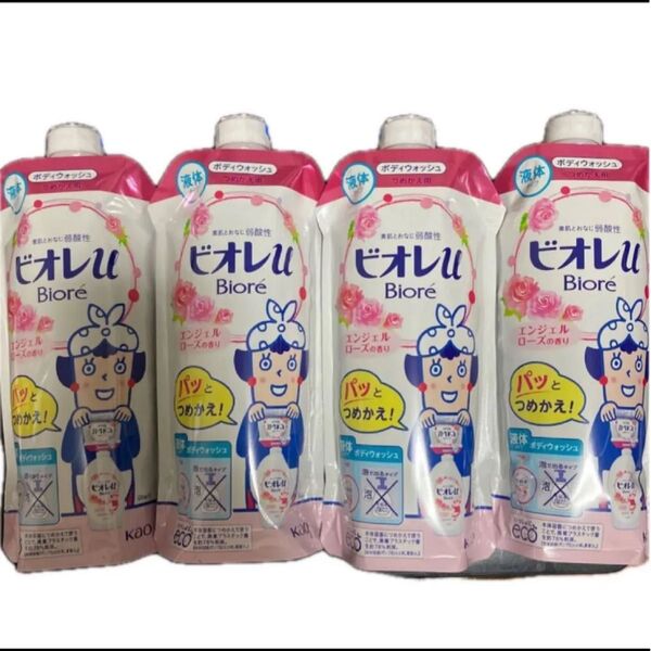花王 ビオレu つめかえ用 エンジェルローズの香り 340ml×4個