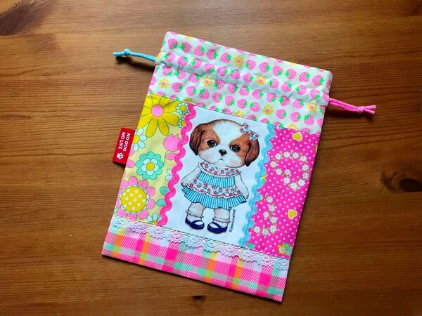 ★ハンドメイド★巾着袋★コヤンイサムチョン★アンコちゃん★ピンクス ★レース★タグ★