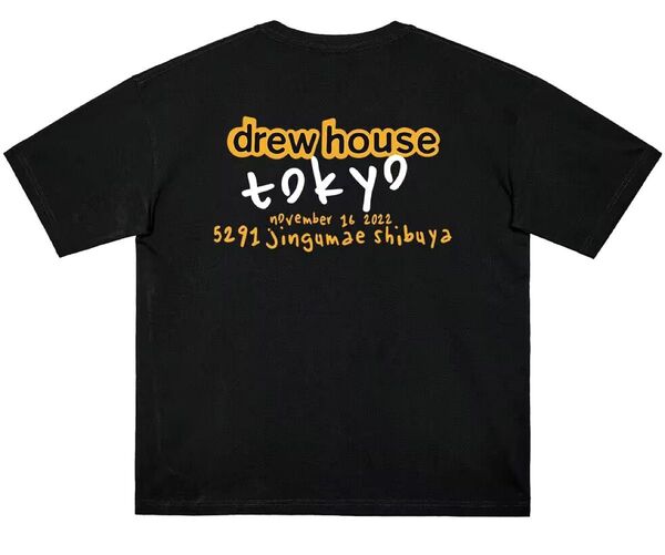 Drew House 東京限定ロゴ ユニセックス ブラック 半袖 黑Tシャツ