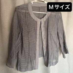 ジャケット カーディガン M ノーカラージャケット 夏用
