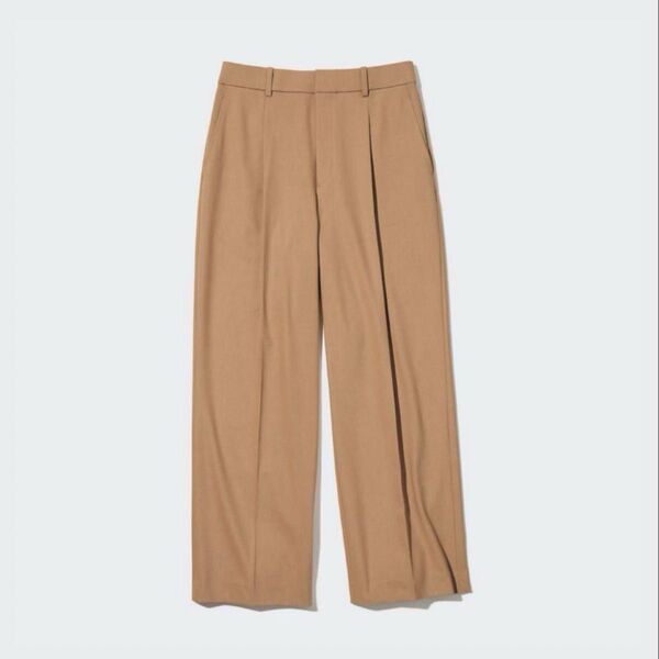 UNIQLO ベージュ タックワイドパンツ S
