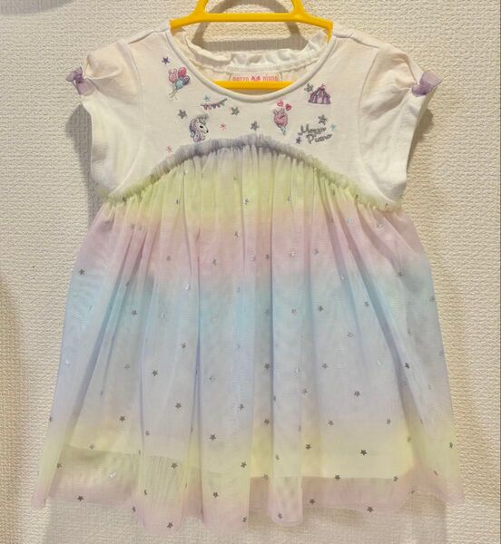 美品 mezzo piano メゾピアノ ユニコーンチュールTシャツ 90