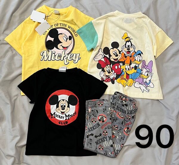 90 ディズニー ミッキー まとめ売り Tシャツ バースデイ ミニー ドナルド ズボン パンツ レギンス