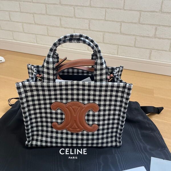 CELINE セリーヌ 本物 新品 未使用 新作 チェック トリオンフ トートバッグ ショルダーバッグ 2way
