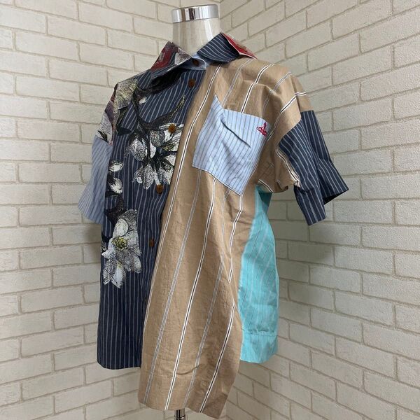 Vivienne Westwood ヴィヴィアンウエストウッド 新品 オーブ 刺繍 変形 半袖シャツ ブラウス