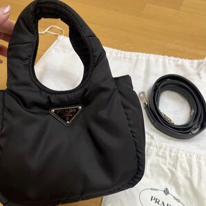 PRADA プラダ 本物 新品同様 2way バッグ リナイロン ブラック トライアングル ロゴ 三角ロゴプレート