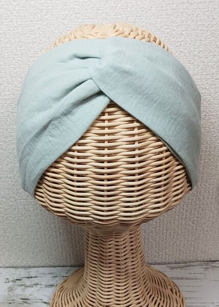 ハンドメイド クロスターバン 柔らかハーフリネン アッシュミント