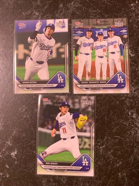 TOPPS NOW 3枚セット ドジャース 大谷翔平 東京シリーズ 山本由伸 佐々木朗希 MLB