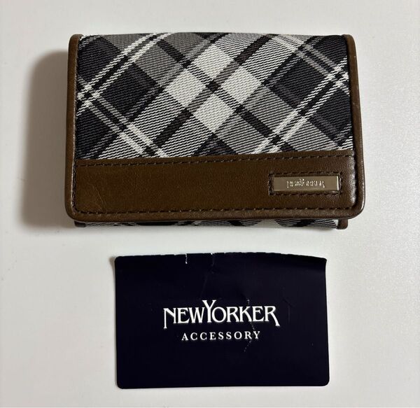 新品未使用 ニューヨーカー NEWYORKER ブラックチェック柄 名刺入れ 男女兼用
