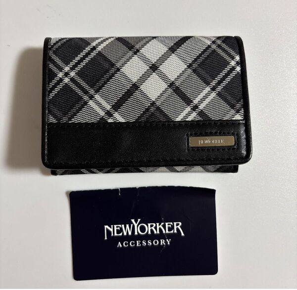 新品未使用 ニューヨーカー NEWYORKER ブラックチェック柄 名刺入れ 男女兼用
