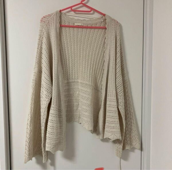 GU ジーユー レースカーディガン レディース XL 淡色コーデ 大きいサイズ ライトベージュ 日焼け対策 冷房対策 二の腕隠し