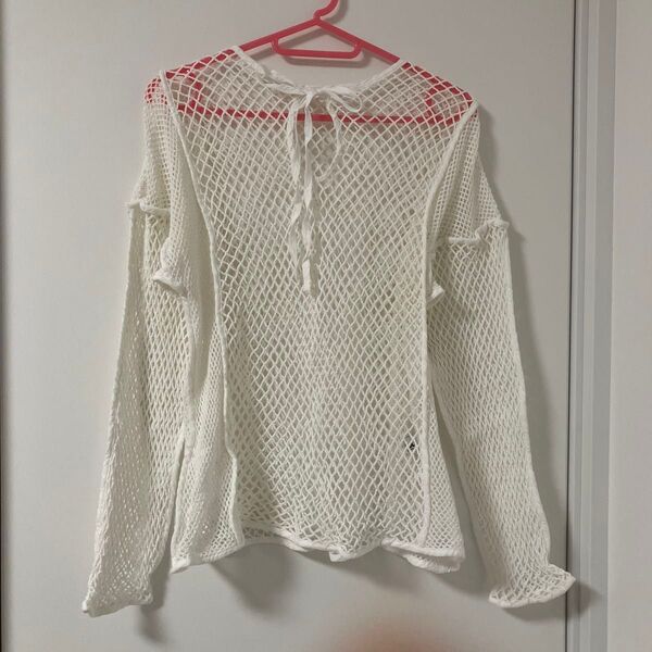 AZUL BY MOUSSY アズールバイマウジー コットンメッシュトップス フリーサイズ ホワイト ギャル サブカル 天使界隈