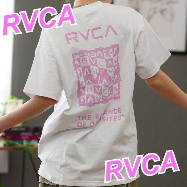 【新品】RVCA★ルーカ★バックプリントロゴT★ロゴT★刺繍ロゴ★ボックスロゴ★Sサイズ★ホワイト★白★ピンク
