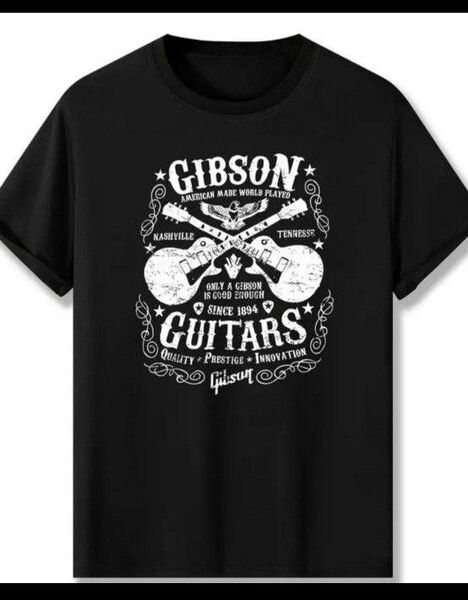【新品】Gibson ギブソン Tシャツ ギター レスポール L XL 相当 黒 アメリカン M 黒 ブラック