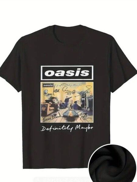 新品】OASIS オアシス Tシャツ バンドT アルバム ジャケット サイン デザイン メンズ M リアム ノエル ギャラガー