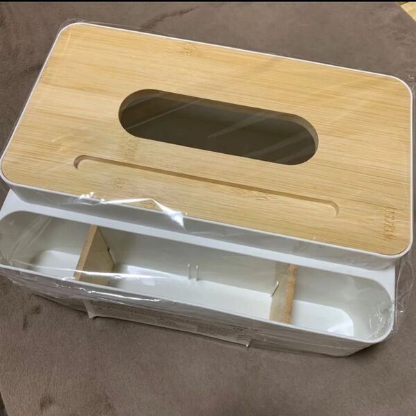 【新品未使用】ダイソーバンブーマルチティッシュボックス マルチケース 天然竹スタンド iPhoneスタンド 整理 整頓 韓国