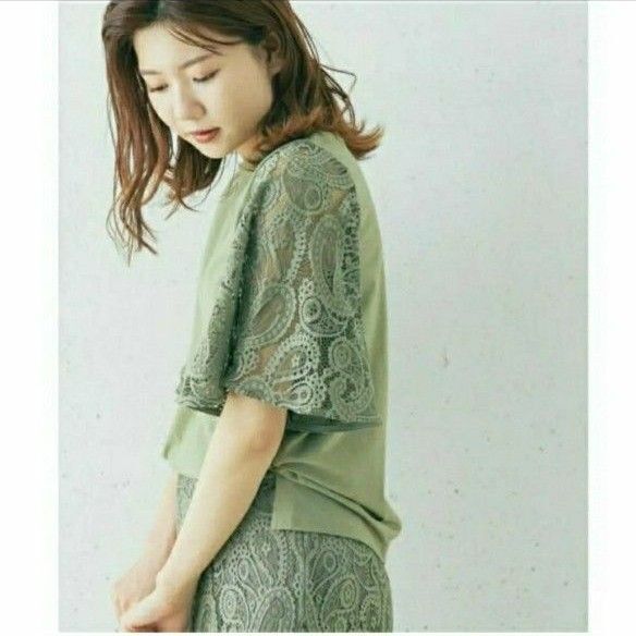 美品 ロッソ 夏 半袖 ペイズリーレーススリーブプルオーバー
