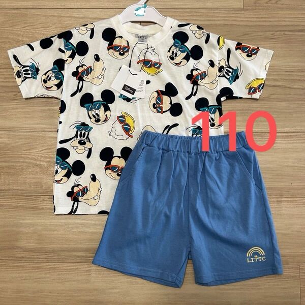 【セット】 LITTC ミッキーマウス柄 Tシャツ ショートパンツセット 110cm