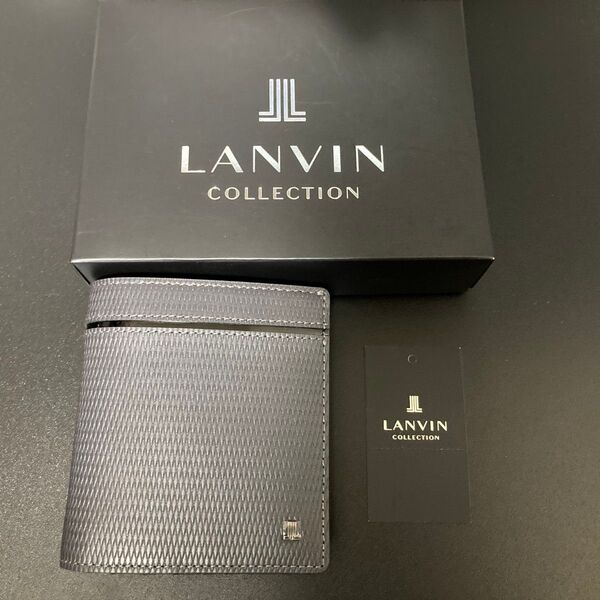 ■新品■LANVIN ランバンコレクション 二つ折り財布 グレー 灰色