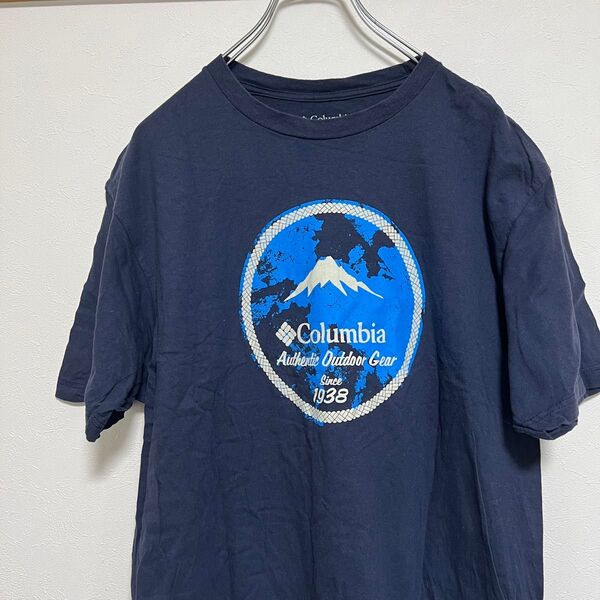 Columbia ネイビー Tシャツ Lサイズ アウトドア スポーツ プリントTシャツ