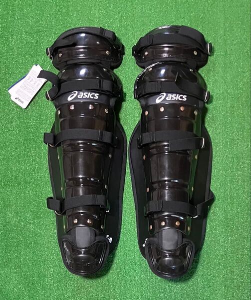 長期保管品 ソフトボール キャッチャー レガース jSA 大人用 レガーズ 防具 アシックス 黒 ブラック