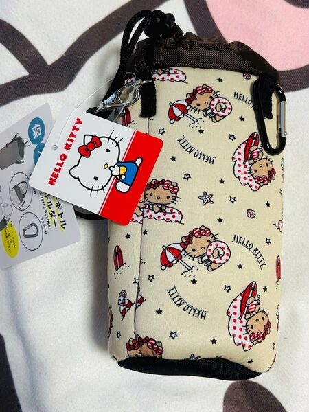 日焼けハローキティ ペットボトルホルダー カラビナ付き 新品 未使用