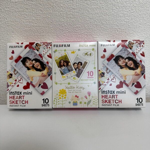 instax mini HEART INSTANT FILM 富士フイルム チェキフィルム FUJIFILM ハート2 キティ1