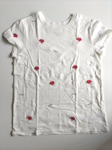 ラルフローレン ガールズ 160 Tシャツ ハート 刺繍 Ralph Lauren 半袖Tシャツ ホワイト キッズ