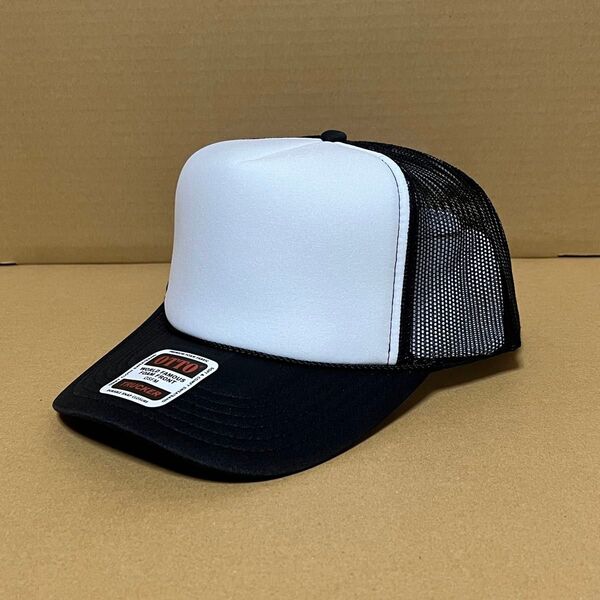 OTTO メッシュキャップ ツートンブラック 白黒ハーフ BLACK クロ オットー CAP 帽子 無地 野球帽